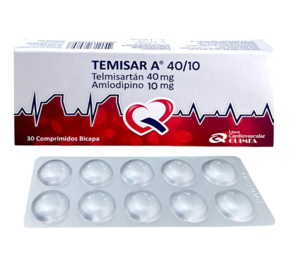 TEMISAR A 40/10 ( TELMISARTAN 40MG-AMLODIPINO 10 MG) X 30 COMP