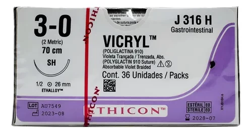 VICRIL # 3.0 C/A 2.5 CM J-316 CAJA X 36