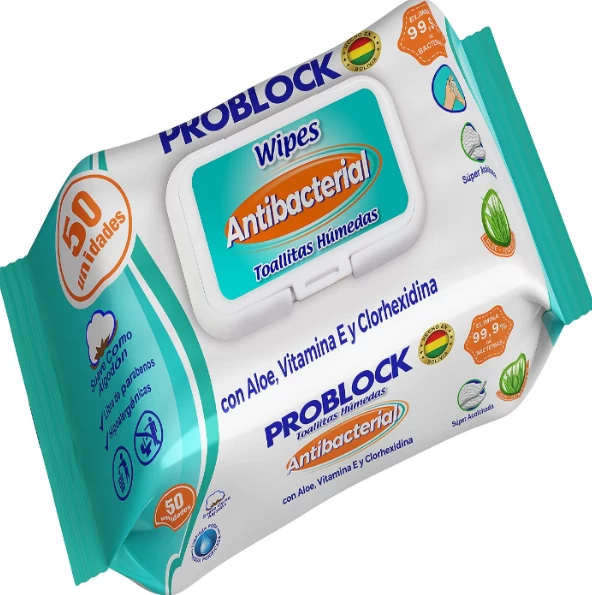 TOALLITAS HUMEDAS ANTIBACTERIAL X 50 UNIDADES PROBLOK