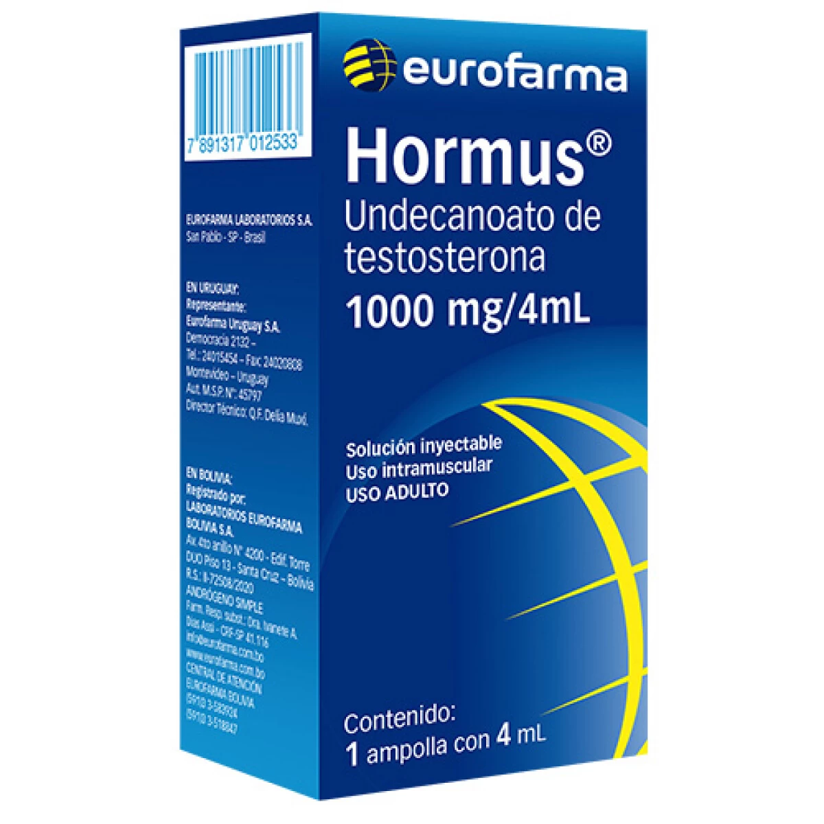 HORMUS 1000 MG/4ML ( UNDECANOATO DE TESTOSTERONA) X 1 AMP