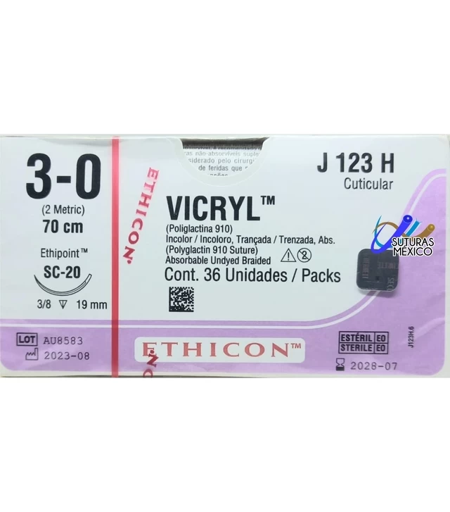 VICRIL #3-0 C/A CUTICUL J-123 CAJA X 36