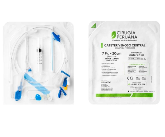CATETER VENOSO CENTRAL TRIPLE LUMEN D/7FR X 30 CM