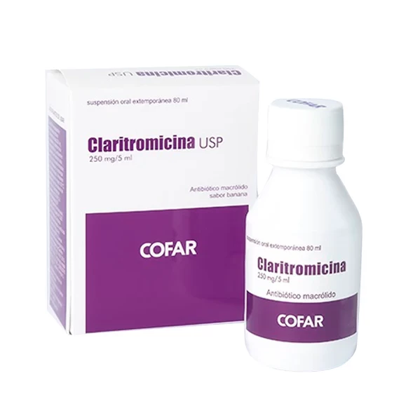 CLARITROMICINA 250 MG/5 ML X 80 ML COFAR