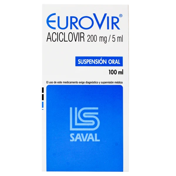 EUROVIR SUSP 200 MG /5 ML X 100 ML ( ACICLOVIR )
