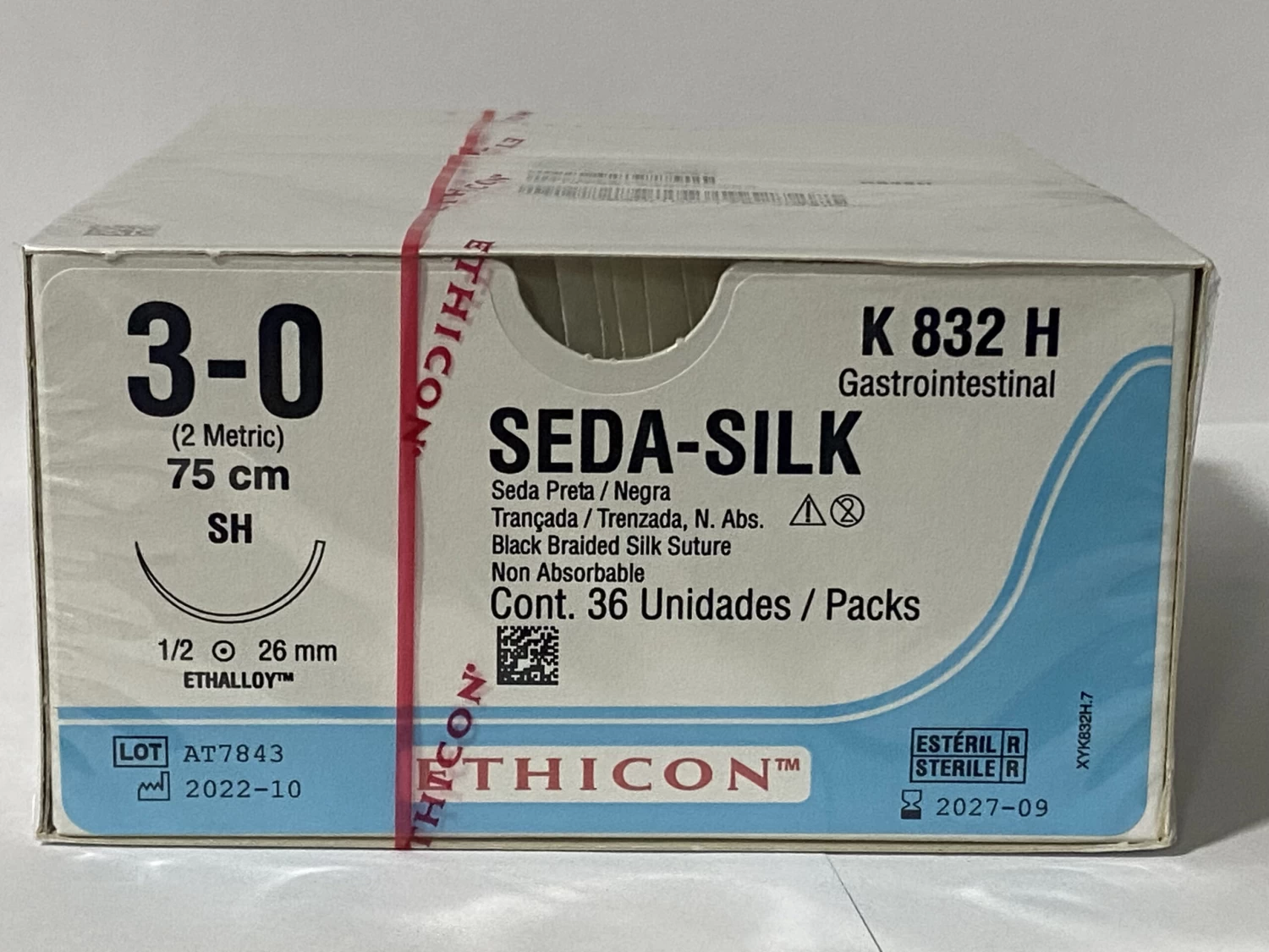 SEDA NEGRA # 3.0 C/AGUJA 2.5 CM 75 CM K832