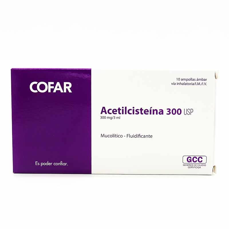 ACETILCISTEINA 300 MG/3ML X 10 AMPOLLA COFAR