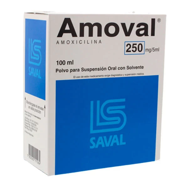 AMOVAL 250 MG/5 ML. 100 ML.POLVO C/SOLVENTE AMOXICILINA