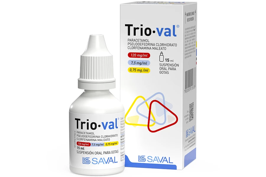 TRIO-VAL GOTAS 15 ML PARAC+PSEUDO+CLORFENIRAM