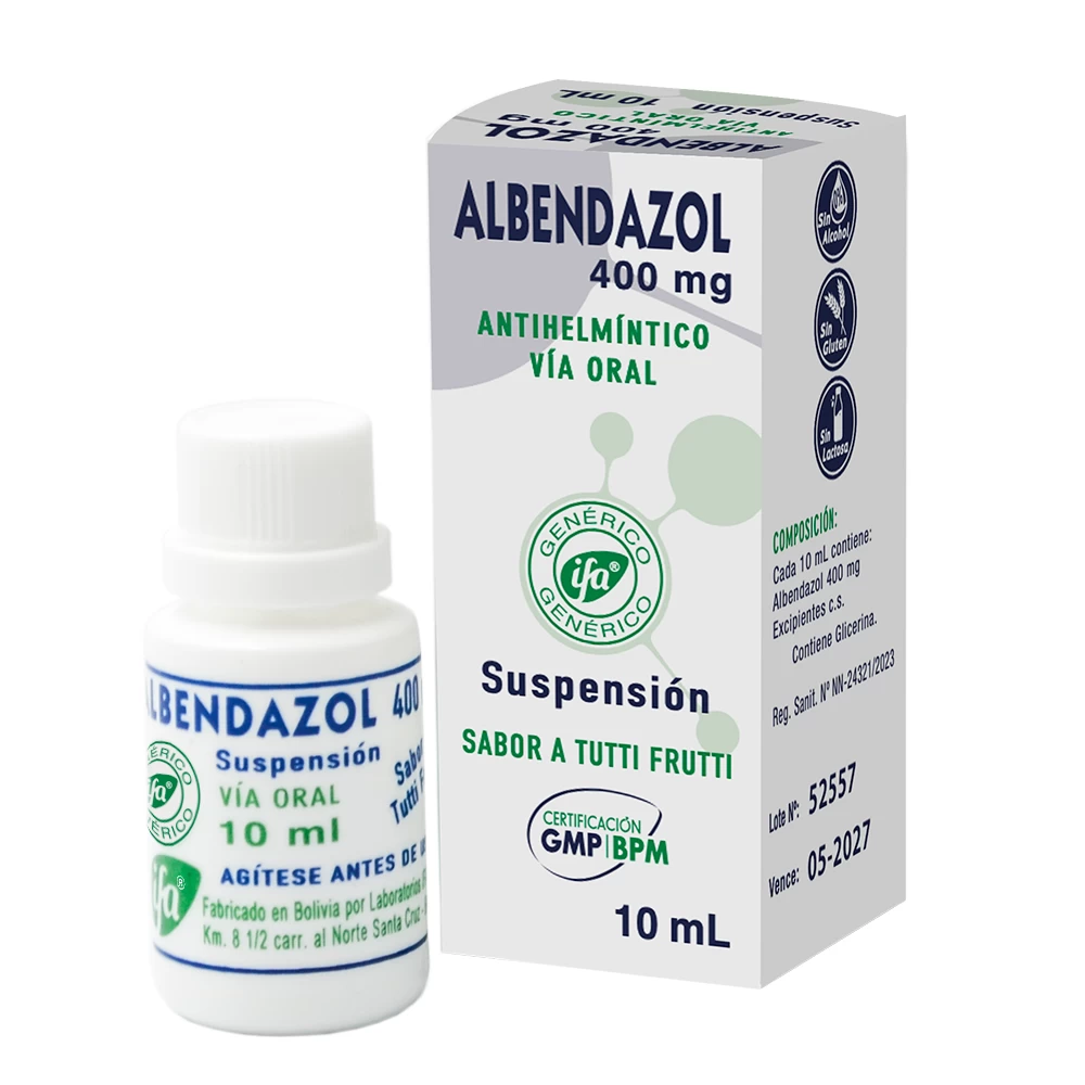 ALBENDAZOL SUSP. 400 MG 10 ML PRODEXA